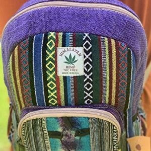 Unique Tie-dye Mini Hemp Backpack Small Back Pack Boho Backpack 100% Himalaya Hemp| 100% VEGAN | Handmade with Love. (Multicolored - Purple)