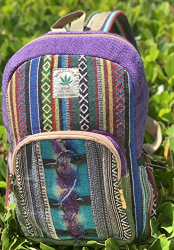 Unique Tie-dye Mini Hemp Backpack Small Back Pack Boho Backpack 100% Himalaya Hemp| 100% VEGAN | Handmade with Love. (Multicolored - Purple)