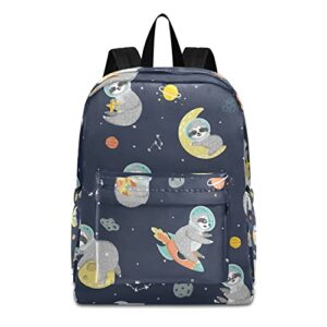 sloth astronaut planet backpack, travel rucksack lightweight school bookbag daypack for adults teen students boys girls