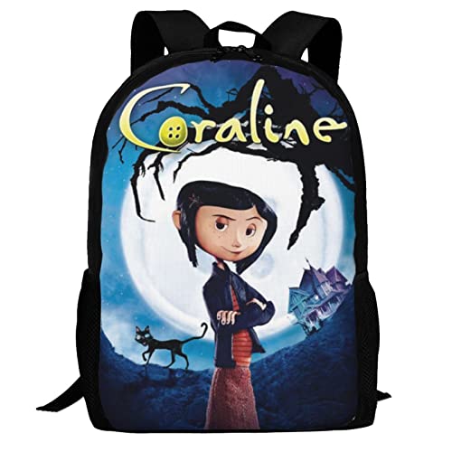 Zqiyhre Lightweight Cora-Line Backpack Printing Anime Small Laptop Backpack Hiking Backpack for Teens