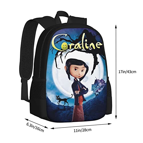 Zqiyhre Lightweight Cora-Line Backpack Printing Anime Small Laptop Backpack Hiking Backpack for Teens