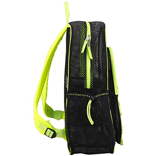 Eastsport XL Semi-Transparent Mesh Backpack with Comfort Padded Straps and Bungee, Black/Yellow