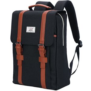 chrepoe laptop backpack for men women college school backpack travel backpack fits 14 inch notebook vintage casual daypack(black)