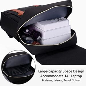 CHREPOE Laptop Backpack for Men Women College School Backpack Travel Backpack Fits 14 Inch Notebook Vintage Casual Daypack(Black)