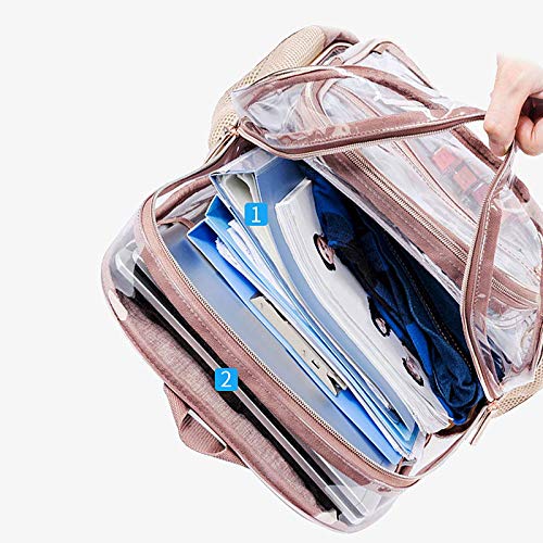 Asdomo Clear Backpacks, Heavy Duty Transparent PVC Bookbag with Adjustable Straps, See Through Backpack for College, Work, Security Travel & Sports