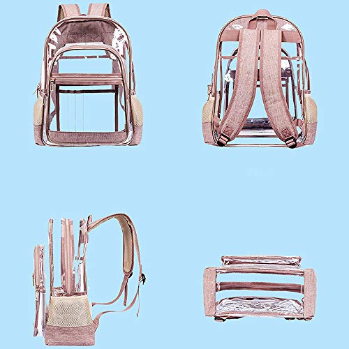 Asdomo Clear Backpacks, Heavy Duty Transparent PVC Bookbag with Adjustable Straps, See Through Backpack for College, Work, Security Travel & Sports