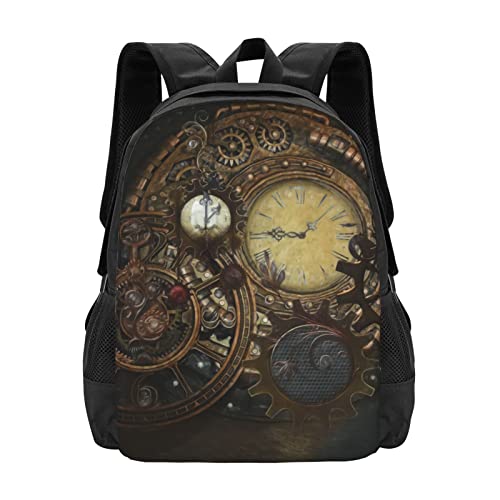 SWEET TANG Cute School College Backpack, Steampunk Clocks, Rucksack Travel Bookbag, Multifunction Laptop with Comfortable Shoulder Strap for Middle High, One Size