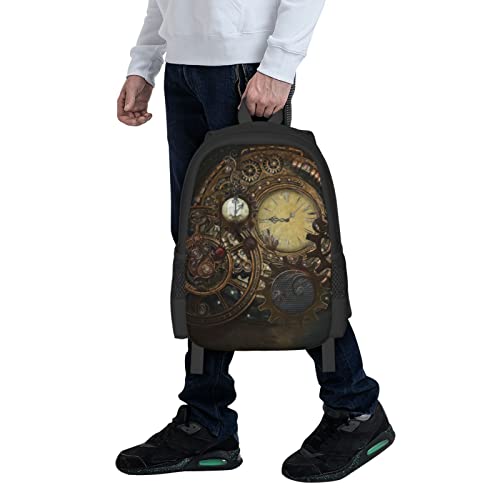 SWEET TANG Cute School College Backpack, Steampunk Clocks, Rucksack Travel Bookbag, Multifunction Laptop with Comfortable Shoulder Strap for Middle High, One Size