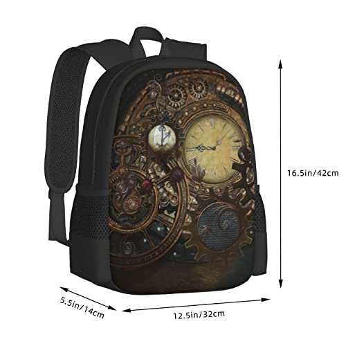 SWEET TANG Cute School College Backpack, Steampunk Clocks, Rucksack Travel Bookbag, Multifunction Laptop with Comfortable Shoulder Strap for Middle High, One Size