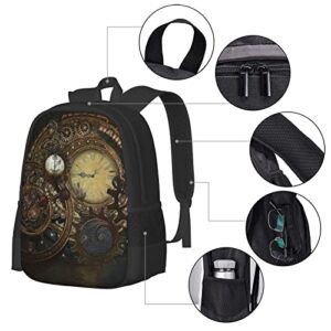 SWEET TANG Cute School College Backpack, Steampunk Clocks, Rucksack Travel Bookbag, Multifunction Laptop with Comfortable Shoulder Strap for Middle High, One Size