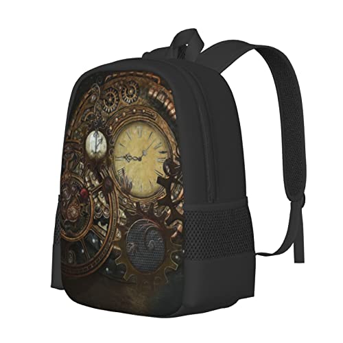 SWEET TANG Cute School College Backpack, Steampunk Clocks, Rucksack Travel Bookbag, Multifunction Laptop with Comfortable Shoulder Strap for Middle High, One Size