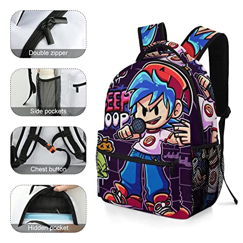 Zqiyhre Lightweight Friday Game Night_funkin Backpack Printing Anime Mini Laptop Backpack Hiking Backpack for Teens