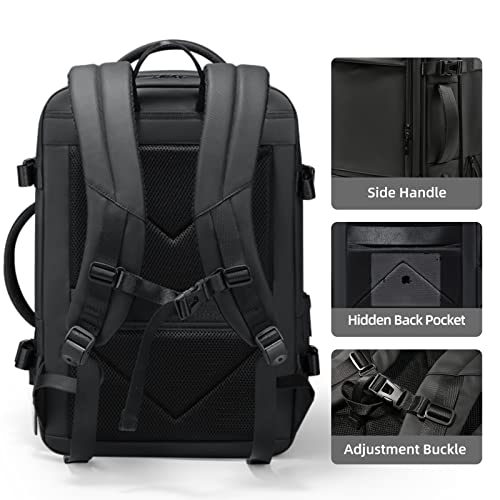 FENRUIEN Expandable Travel Backpack Airline Approved, 17.3”Large 40L Business Laptop Backpack for Men with USB Port, Working Daily Traveling Suitcase