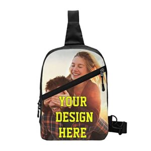 custom design your picture/text sling bags shoulder backpack waterproof travel hiking crossbody bag mini fashion chest package for men women12x8.3inch