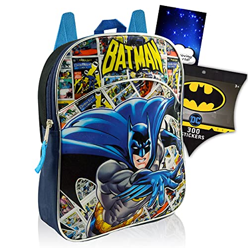 DC Comics Batman MINI Backpack Preschool Bundle ~ Batman School Supplies And 11 INCH School Bag With 300 Batman Stickers (Superhero School Supplies).