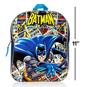 DC Comics Batman MINI Backpack Preschool Bundle ~ Batman School Supplies And 11 INCH School Bag With 300 Batman Stickers (Superhero School Supplies).