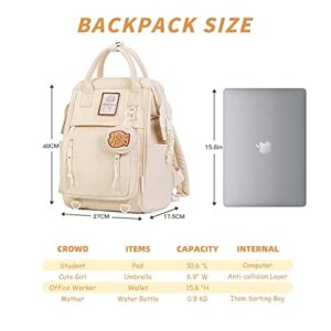 Girls Backpack for School, 15.8 Inch Laptop Backpack Cute Backpack Large Capacity Girls School Bags Multi Pockets Casual Daypack School Bag White