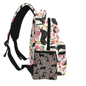 Bernese Mountain Dogs Lovers Rose Flower Floral Dog Puppy Animal 3D Print Backpack Durable Light Cozy Laptop Bag Backpacks For Women Men Teen School Bookbag Travel Hiking Casual Daypack Birthday Gifts