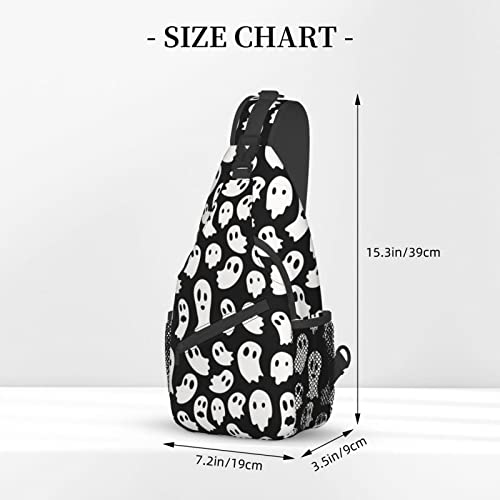 Halloween ghost Crossbody Backpack Daypack Large Sling Bag With Water Bottle Holder for Men Women Gym Travel Hiking Chest Bags