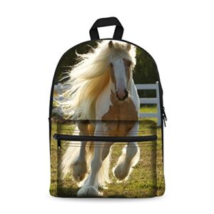 Bookbag School Backpack for Girls Horse Backpacks Elementary 3rd 4th 5th 6th Grade Kids Boys 15.3" Canvas Light Laptop Bag