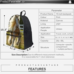 Bookbag School Backpack for Girls Horse Backpacks Elementary 3rd 4th 5th 6th Grade Kids Boys 15.3" Canvas Light Laptop Bag