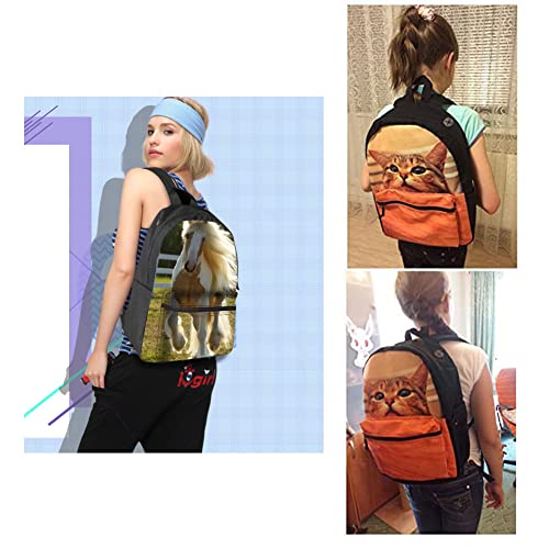 Bookbag School Backpack for Girls Horse Backpacks Elementary 3rd 4th 5th 6th Grade Kids Boys 15.3" Canvas Light Laptop Bag