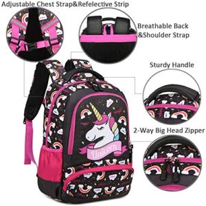 Meisohua Girls Backpack Unicorn Backpack for Girls Elementary School Backpack for Kids Water Resistant School Bag with Lunch Tote Bag Pencil Purse Bag 3 in 1 Sets Bookbags