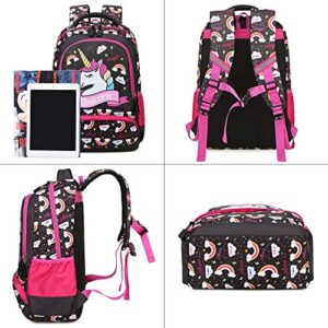 Meisohua Girls Backpack Unicorn Backpack for Girls Elementary School Backpack for Kids Water Resistant School Bag with Lunch Tote Bag Pencil Purse Bag 3 in 1 Sets Bookbags