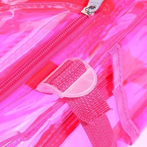 AZURAOKEY Women's Clear Backpack Transparent PVC Backpack Waterproof Bags Student School bags Heavy Duty Clear Backpack Stadium Approved Transparent Clear Backpack for School (Pink)