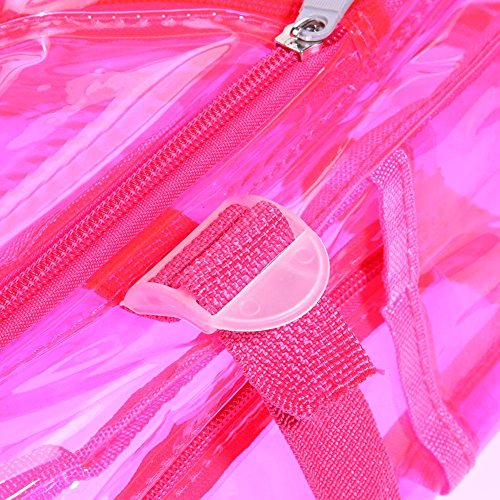 AZURAOKEY Women's Clear Backpack Transparent PVC Backpack Waterproof Bags Student School bags Heavy Duty Clear Backpack Stadium Approved Transparent Clear Backpack for School (Pink)