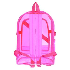 AZURAOKEY Women's Clear Backpack Transparent PVC Backpack Waterproof Bags Student School bags Heavy Duty Clear Backpack Stadium Approved Transparent Clear Backpack for School (Pink)