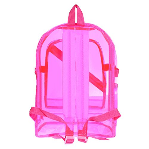 AZURAOKEY Women's Clear Backpack Transparent PVC Backpack Waterproof Bags Student School bags Heavy Duty Clear Backpack Stadium Approved Transparent Clear Backpack for School (Pink)