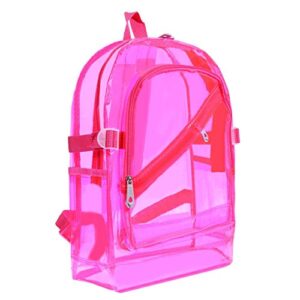 AZURAOKEY Women's Clear Backpack Transparent PVC Backpack Waterproof Bags Student School bags Heavy Duty Clear Backpack Stadium Approved Transparent Clear Backpack for School (Pink)