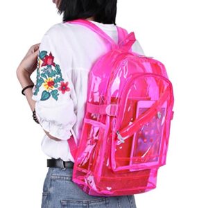 AZURAOKEY Women's Clear Backpack Transparent PVC Backpack Waterproof Bags Student School bags Heavy Duty Clear Backpack Stadium Approved Transparent Clear Backpack for School (Pink)