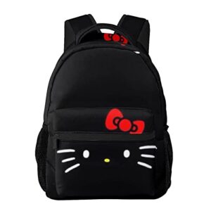 xfei kawaii cat backpacks travel bag laptop bookbag for girl women (black) one size