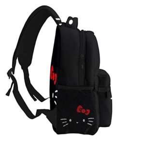 XFei Kawaii Cat Backpacks Travel Bag Laptop Bookbag for Girl Women (Black) One Size