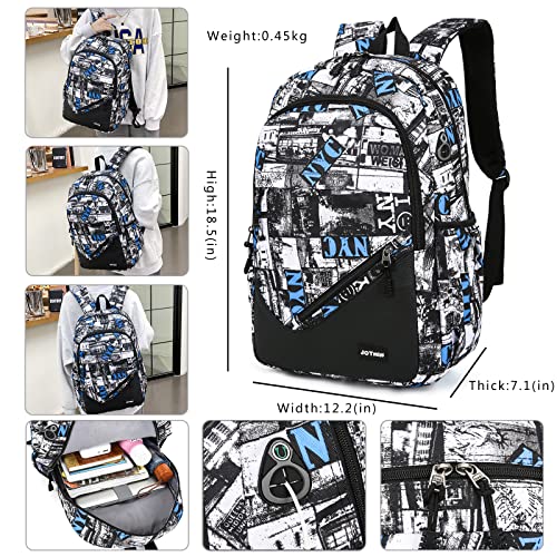 JOTHIN School Backpacks Kids Backpack Boys Bookbags for Boys Backpacks for Middle School Laptop Backpack Canvas Travel Backpack for Men(White)