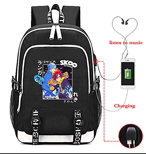 TIMMOR MAGIC Anime SK8 Cosplay The Infinity Laptop Backpack with USB Charging Port, Middle School College Bookbags for Women Men.(Black4)