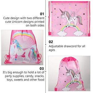 Amosfun 10pcs Unicorn Drawstring Backpack Unicorn Party Gift Pouch Nonwoven for Kids Unicorn Party Birthday Party Bag Supplies