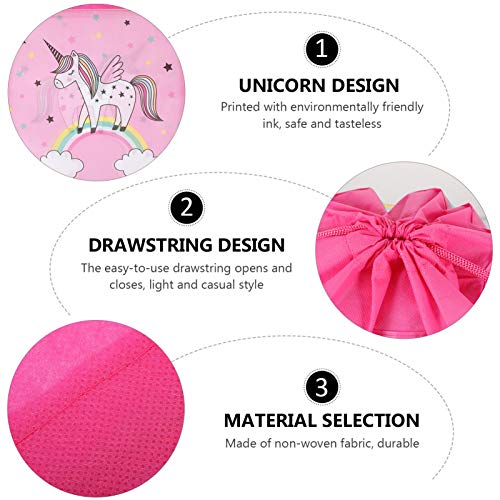 Amosfun 10pcs Unicorn Drawstring Backpack Unicorn Party Gift Pouch Nonwoven for Kids Unicorn Party Birthday Party Bag Supplies