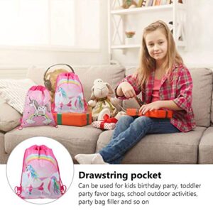 Amosfun 10pcs Unicorn Drawstring Backpack Unicorn Party Gift Pouch Nonwoven for Kids Unicorn Party Birthday Party Bag Supplies