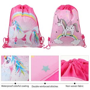 Amosfun 10pcs Unicorn Drawstring Backpack Unicorn Party Gift Pouch Nonwoven for Kids Unicorn Party Birthday Party Bag Supplies