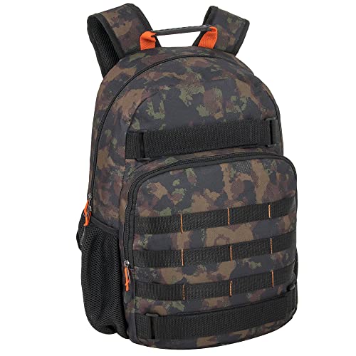 Skateboard Laptop Backpacks for School, Travel, and Work – Multipocket Skater Backpacks with Straps (Camo)