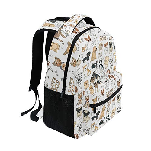 ALAZA Cute Doodle Dog Print Animal Large Backpack for Kids Boys Girls School Student Personalized Laptop iPad Tablet Travel School Bag with Multiple Pockets