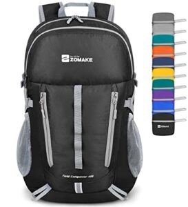 zomake packable hiking backpack:40l lightweight backpacks – foldable light weight back pack water resistant small packable day pack for travel camping outdoor (black)