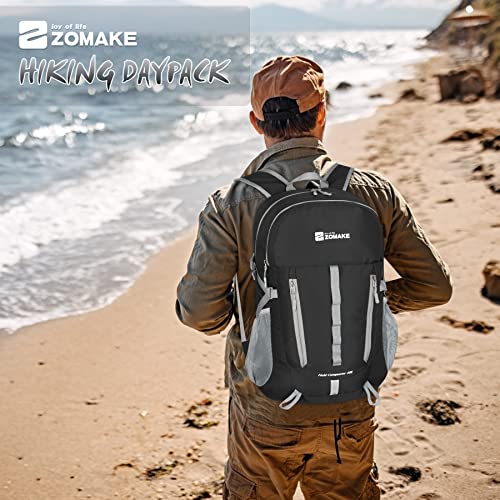 ZOMAKE Packable Hiking Backpack:40L Lightweight Backpacks - Foldable Light Weight Back Pack Water Resistant Small Packable Day Pack for Travel Camping Outdoor (Black)