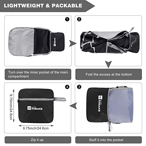 ZOMAKE Packable Hiking Backpack:40L Lightweight Backpacks - Foldable Light Weight Back Pack Water Resistant Small Packable Day Pack for Travel Camping Outdoor (Black)