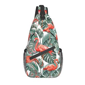 docsckus unisex waterproof sling bag casual crossbody shoulder backpack chest daypack for men women travel sport hiking gym flamingo