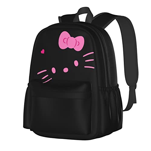 Kawaii Cartoon Cat Girls Double Strap Shoulder Bag Backpack Book Bags Large Capacity Daypack Casual Travel Bag Notebook Bag