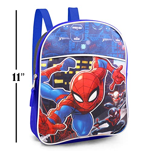 Marvel Shop Spiderman Mini Backpack for Kids - 2 Pc Bundle With 11'' Marvel Spiderman Preschool Backpack for Boys, Girls, and Spiderman Stickers (Spiderman School Supplies)